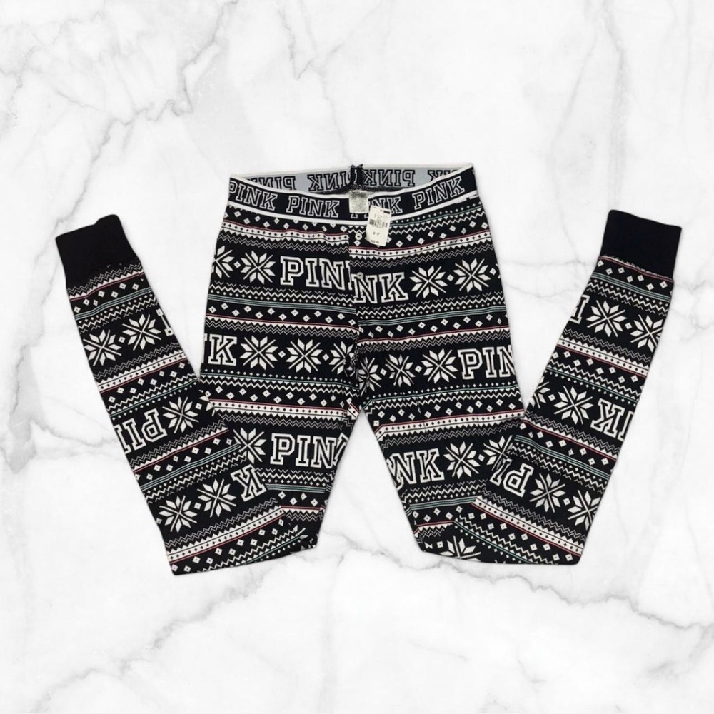🎄 ‘I Only Sleep in PINK’ Snowflake Thermal PJ Pants/Leggings🎄